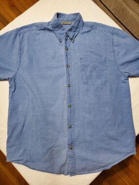Rugged Earth Outfitters Button Down Shirt Blue Cotton Casual Classic Mens Size L